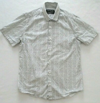 Camisa Topman Para Hombre Blanco y Negro Diseño Geométrico SS Botón Frontal EE. UU. Pequeña Foto 1 de 4