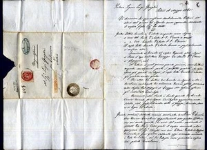 ITALIA - LOMBARDO VENETO - 1865 - Raccomandata - cartella rossa -  Lettera Palma - Picture 1 of 1