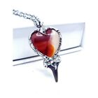 Red agate heart and shark tooth crystal Necklace