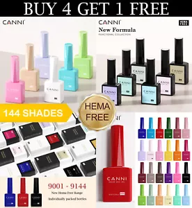 CANNI® Hema Free 9ml Nail Gel Polish Soak Off LED Colours Base Top Varnish - Picture 1 of 165