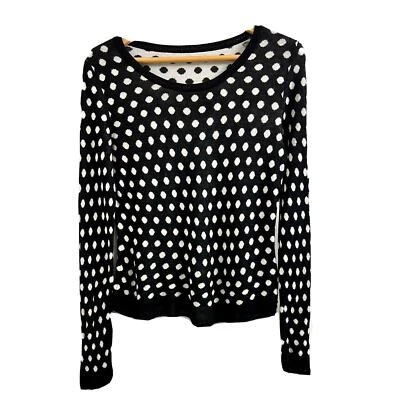 KENSIE Polka Dot Black/White Lightweight Sweater Sz Sm - Image 1 of 4