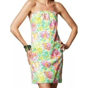Lilly Pulitzer Keetan Dress Size 0 Little Lilet Floral Strapless Mini Silk 91331 - Picture 1 of 13