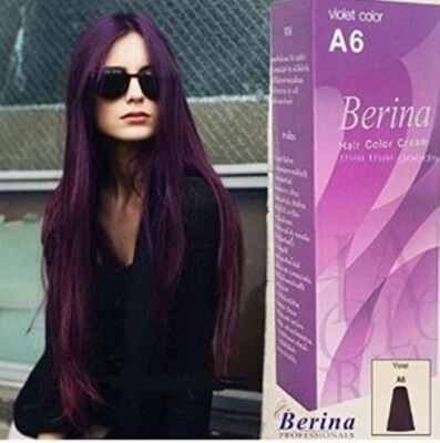Berina A6 Violeta Púrpura Mejor Tinte de Cabello Color Crema Larga Duración Desarrollo Permanente Foto 1 de 4
