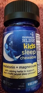 Mommy's Bliss Kids Sleep Chewable, Natural 35 Count Melatonin + Magnesium - Picture 1 of 3