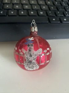 Vintage Snowman Mica Small Glass Ball Ornament Poland - Picture 1 of 4