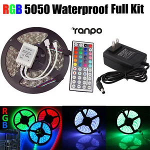 5M RGB 5050 Waterproof LED Strip light SMD + 44 Key Remote 12V US Power Full Kit - Picture 1 of 12