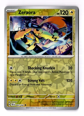 Zeraora 057/162 Sv05: Temporal Forces Reverse Holo - Image 1 of 3