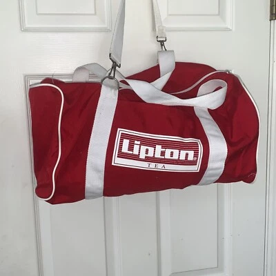 "Bolso de mano vintage Lipton Tea rojo bolsa de gimnasio 17"" de largo" Foto 1 de 4