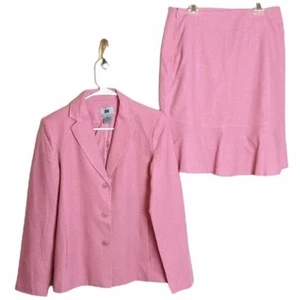 JW Vintage Women's pink linen dress suit blazer size 6 Barbie - Picture 1 of 8