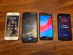 Lot de 4 iPhones Apple en l'état à réparer pour pièces - iPhone 11, 7, SE et 6 - Photo 1 sur 19