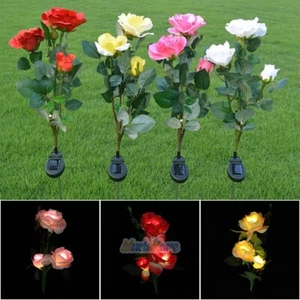 Solar Power Rose Flower Garden Stake Landscape Fairy Lamp Outdoor Yard LED Light - Picture 1 of 21