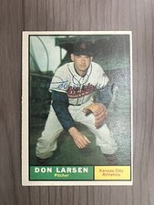 1961 TOPPS BASEBALL Card Don Larsen Kansas City Athletics Autographed #177