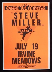 Póster de concierto original de Steve Miller Band 15""x22"" 19 de julio en Irvine Meadows - Imagen 1 de 2