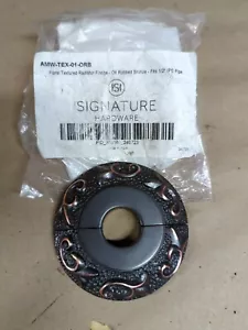 Signature Hardware Floral Textured Radiator Flange Oil Rubbed Bronze 1/2" IPS - Picture 1 of 4
