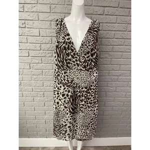 Vestido Mlle Gabrielle Estampado Animal Chifón Cuello en V Talla 3X - Imagen 1 de 8