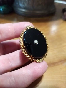 Broche de luto negro vintage años 50, prendedor - Imagen 1 de 10