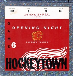 Pavel Datsyuk Home Debut JOE #13 Ticket Stub 10-10-2001 Red Wings Flames 2Fights - Picture 1 of 7