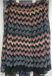 Womens MONSOON Black & Orange Chiffon Flared Midi Length Skirt - Uk 16 - Picture 1 of 5