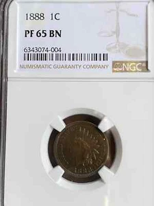 1888 INDIAN HEAD CENT NGC PF 65BN GEMMY PROOF - Picture 1 of 6