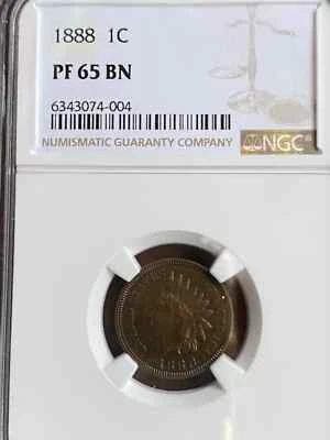1888   INDIAN HEAD CENT    NGC PF 65BN   GEMMY   PROOF - Image 1 of 4