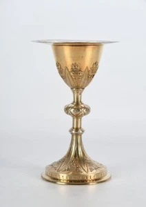 Beautiful Antique French Vermeil Chalice & Paten Rare Religious 19th C - Picture 1 of 6
