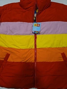 LEGO Target Women’s Color Block Puffer Jacket Vest Yellow/Red.Pink.Orange 3X NEW - Picture 1 of 16