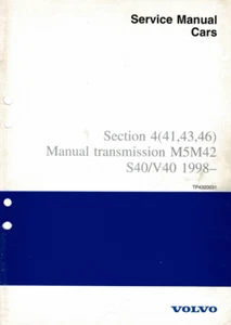 * Volvo S40 V40 Manual Transmission M5M42 Service Manual 1998 TP4320031 Reprint - Picture 1 of 9