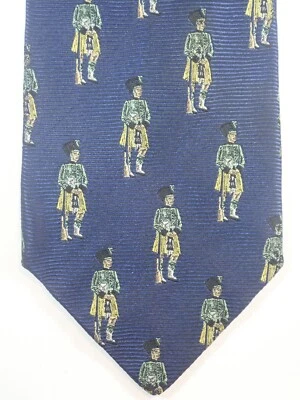 Gravata masculina escocesa Gianni Versace azul 100% seda italiana nova sem etiquetas - Imagem 1 de 4