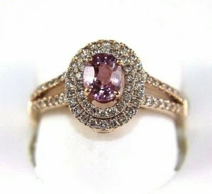 Natural Oval Pink Spinel & Diamond Halo Solitaire Ring 14k Rose Gold 1.49Ct - Picture 1 of 7