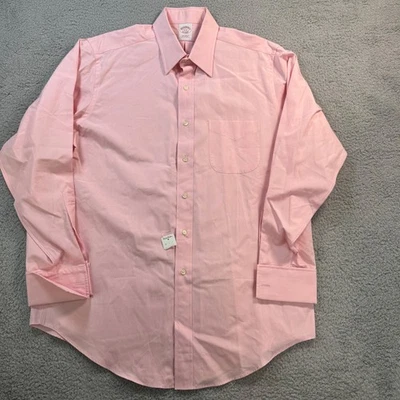 Brooks Brothers Traditional Fit Pink Cotton Dress Shirt Men 16 34 French Cuff - Image 1 of 4