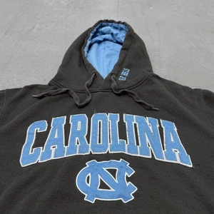 Vintage Carolina Tar Heels Hoodie Embroidered Patch Grey Stadium Small NCAA Y2K - Picture 1 of 6