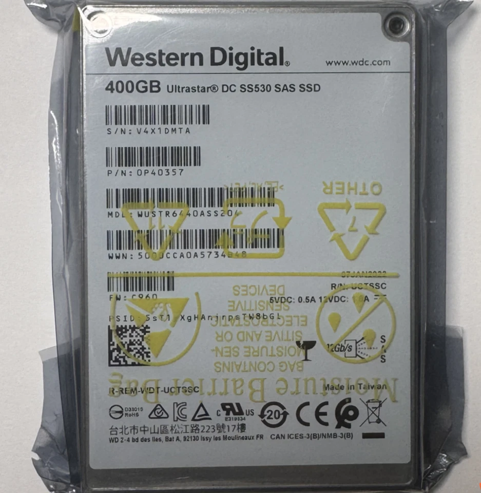 Western Digital SS530 400GB SAS SSD 12Gb/s P/N: 0P40357 WUSTR6440ASS204 - Image 1 of 1