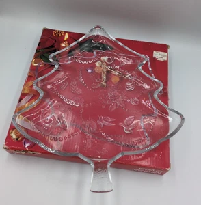 Mikasa Christmas Tree Platter 13" WY158/501 Clear Glass Holiday Serveware In Box - Picture 1 of 5