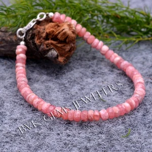 Natural Pink Rhodochrosite Bracelet, Argentina Grade AAA Genuine Rhodochrosite - Picture 1 of 3
