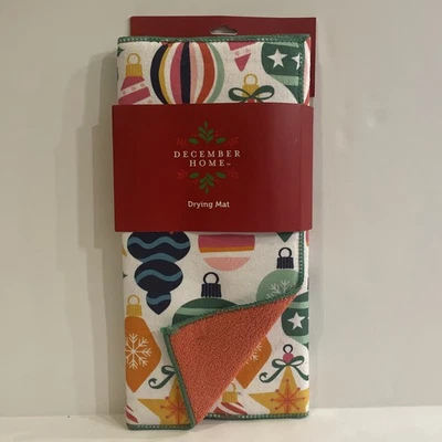 Alfombra de secado de platos de poliéster (14"x21") - Invierno/Navidad con adornos Foto 1 de 3