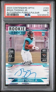 2024 Contenders Optic Brian Thomas Jr. PURPLE PULSAR AUTO /27 PSA 9 MINT Rookie - Picture 1 of 2