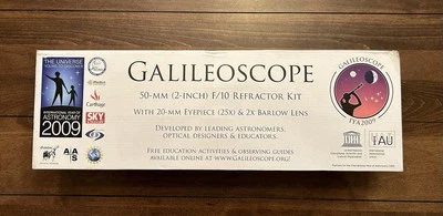 GALILEOSCOPE 50MM (2 in) F/10 Refractor Kit w 20MM Eyepiece 25X & 2X Barlow Lens - Image 1 of 4