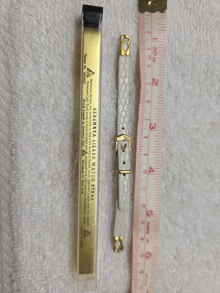 Correa de reloj JB blanco crema Serenata lagarto correa de reloj de cuero nuevo de colección Foto 1 de 3