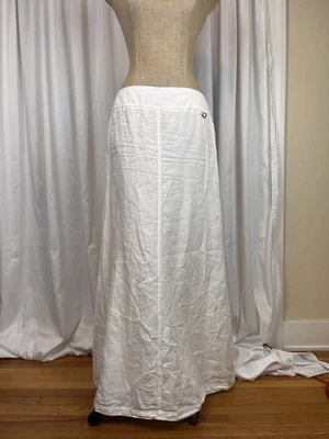 Maxi Falda Lida Baday Blanco Lino Línea A Plisada Trasera y Bolsillo Talla 12 Foto 1 de 4