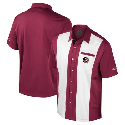 Camisa abotonada para hombre Coliseo Granate Florida State Seminoles Strike Bowling Foto 1 de 3