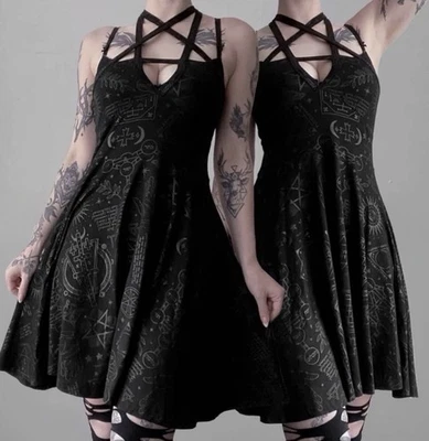 Vestido KILLSTAR Covenant Patinadora Niña Gótica Pentagrama XL Bruja Capricho Negro Foto 1 de 4