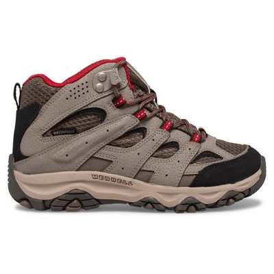 Merrell Unisex Child Moab 3 Mid Waterproof Hiking Shoe Boots Gray & Red Size 1M - Image 1 of 4