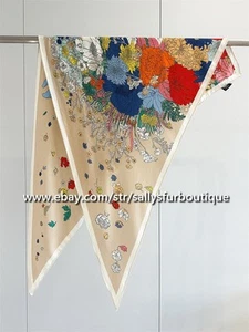 Sallys Cashmere & Silk Wrap Scarf Horses Print 2 Face Triangle Shawl 195*125cm - Picture 1 of 36