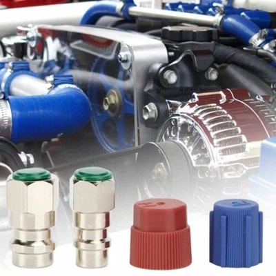 Car A/C R-12 To R-134a Retrofit Conversion Adapter Kit W/ 7/16 3/8 Valves Set - Image 1 of 4