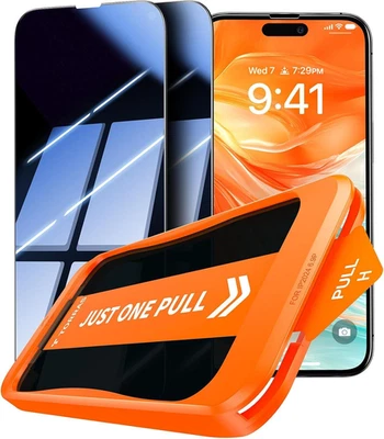 TORRAS for iPhone 17 Pro Screen Protector Privacy 9H+ 17 Pro, Black  - Image 1 of 4