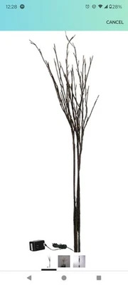 PRIMITIVES BY KATHY ORANGE OR BLACK GLITTER TWIGS 39 TALL 3 BRANCH 96 LIGHTS NEW - Image 1 of 4