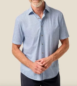 johnnie-O Kurzarm Hangin' Out Strick Button Down Shirt Waylan Maliblu Neu ohne Etikett M - Bild 1 von 11