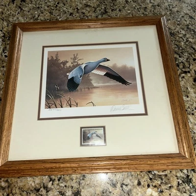 Daniel smith 1987 And June 30,1989 ￼ Snow Goose Stamp Framed - Image 1 of 4