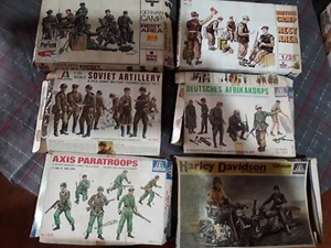 LOT 6 SCATOLE ESCI ITALERI SCALE 1/35 PARA' INGLESI SOVIET SOLDATINI MOTO GUARDA - Foto 1 di 2
