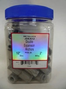 Metallics JDEA 12 Double Expansion Anchors 1/2 2" Zinc Alloy 25 Per Box - Picture 1 of 4